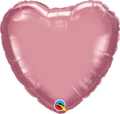 Picture of 18" Chrome Mauve Heart Foil Balloon (helium-filled)