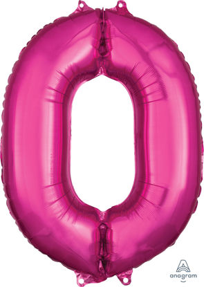 Picture of 26''Hot Pink Number 0 - Foil Balloon (helium-filled)