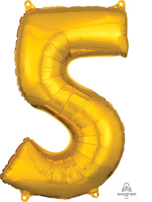 Picture of 26'' Gold Number 5 - Foil Balloon (helium-filled)