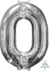 Picture of 26'' Silver Number 0 - Foil Balloon (helium-filled)