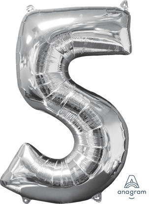 Picture of 26'' Silver Number 5 - Foil Balloon (helium-filled)
