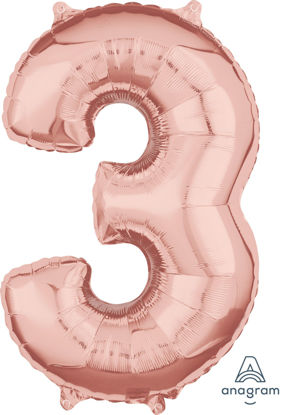 Picture of 26'' Rose Gold  Number 3 - Foil Balloon (helium-filled)
