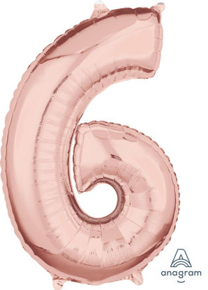 Picture of 26'' Rose Gold Number 6 - Foil Balloon (helium-filled)
