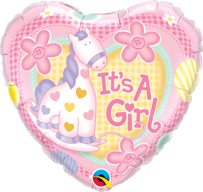 Picture of 18" It's A Girl Soft Pony Foil Balloon  (helium-filled)