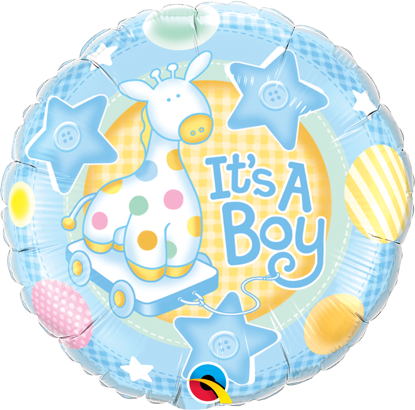 Picture of 18" It's A Boy Soft Giraffe Foil Balloon  (helium-filled)