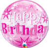 Picture of 22″ Birthday Pink Starburst Sparkle Single Bubble  (helium-filled)