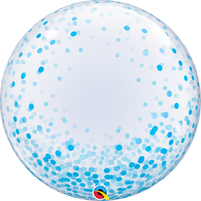 Picture of 24" Deco Bubble - Blue Confetti Dots  (helium-filled)