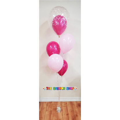 Picture of 11'' Birthday Shining Star Pink Balloon Bouquet  with Clear Topper