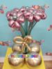 Picture of 5 Flowers Balloon Bouquet with a Bow - Balloon Centerpiece