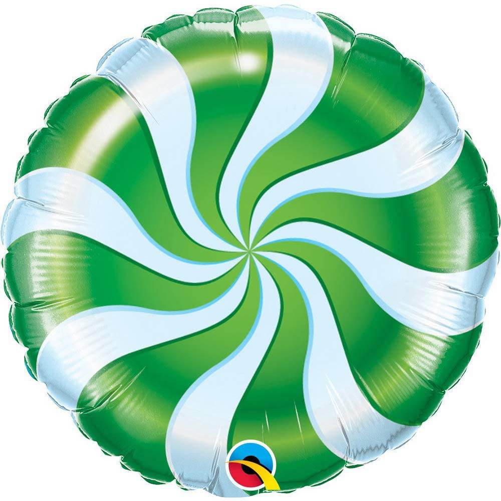 Picture of 18" Round Green Candy Swirl Foil Balloon (helium-filled)