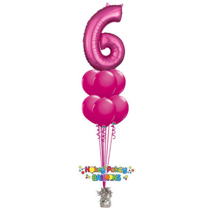 Picture of 11 Inch Helium Balloon Bouquet of 6 with foil Number on top