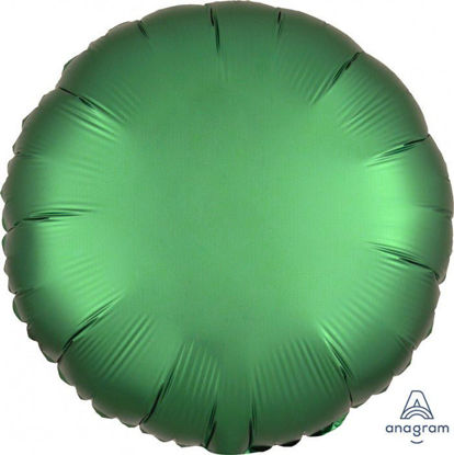 Picture of 18" Satin Luxe Emerald Circle Foil Balloon (helium-filled)