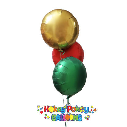 Picture of Festive Satin Luxe Circle Foil Balloon Bouquet ( 3 pc )
