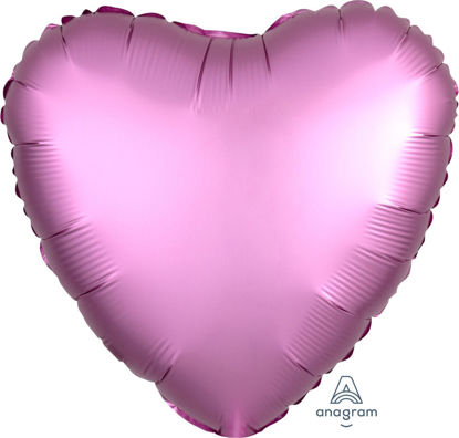 Picture of 18" Satin Luxe Flamingo Heart Foil Balloon (helium-filled)