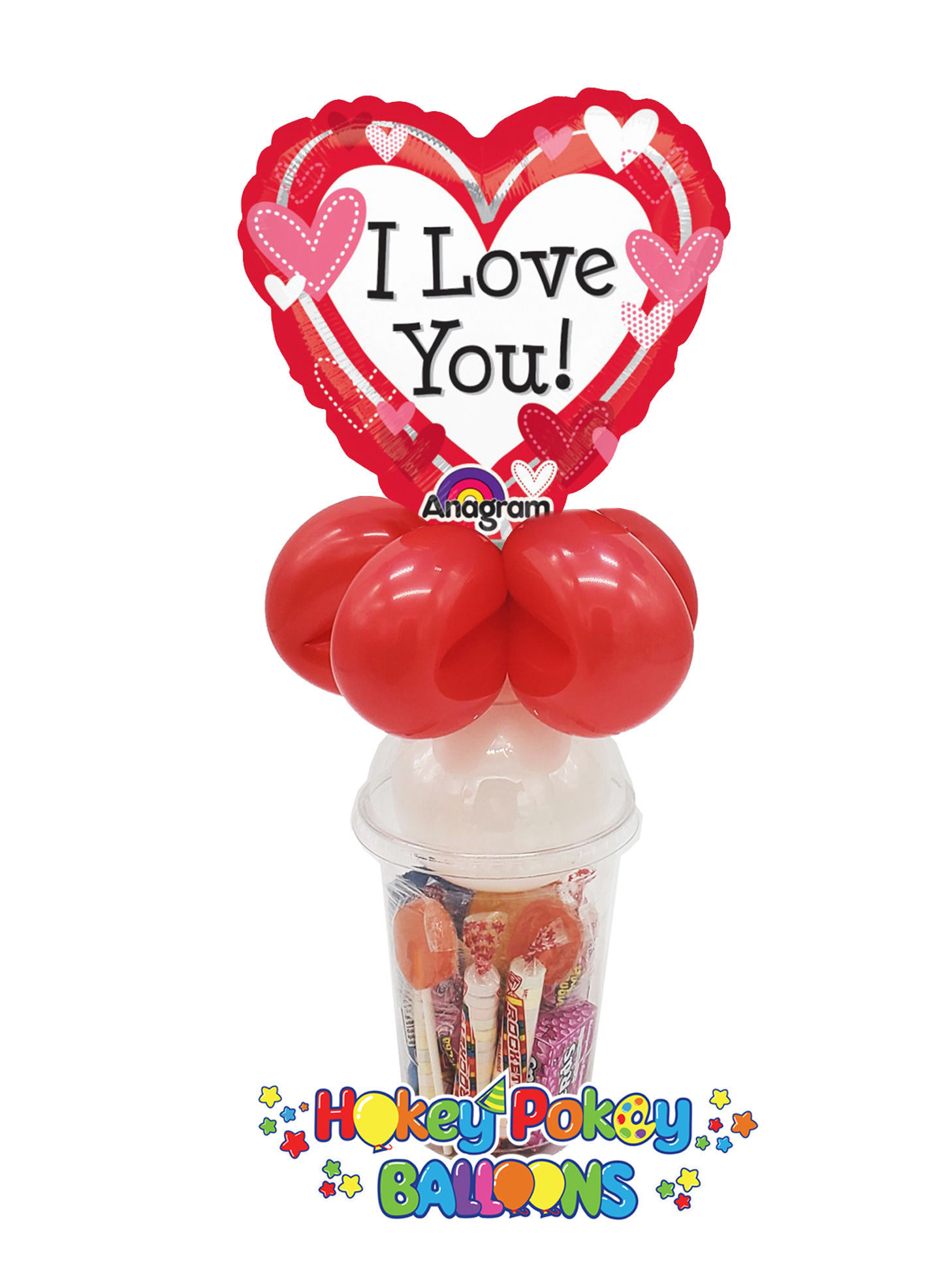 Picture of I Love You Dotted Hearts  - Balloon Candy Cup