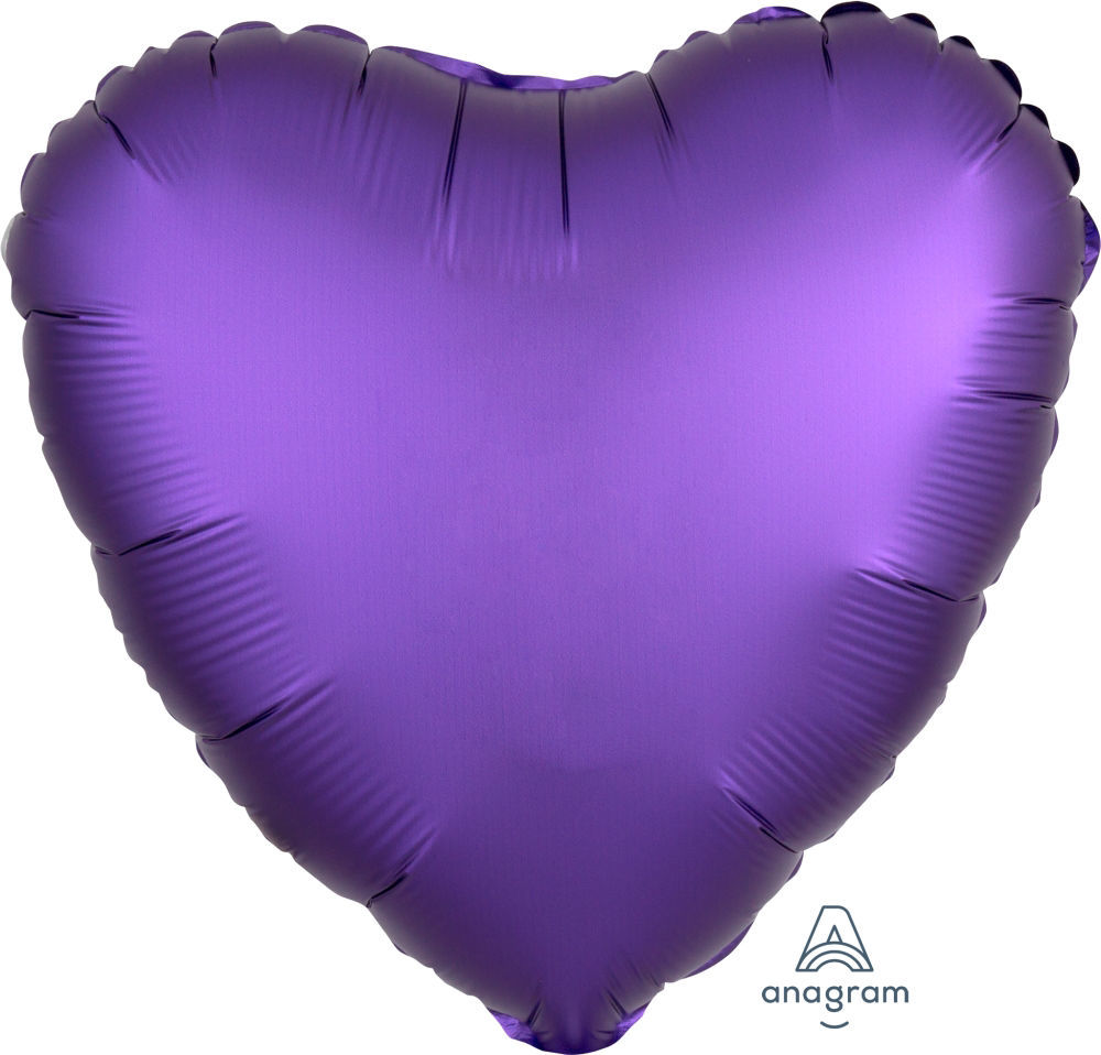 Picture of 18" Satin Luxe Purple Royale Heart Foil Balloon (helium-filled)