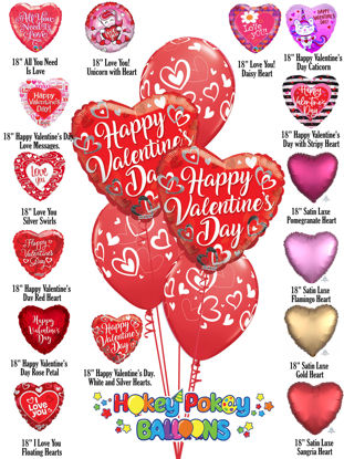 Picture of Mix & Match Red Hearts  Valentine's Balloon Bouquet of 5