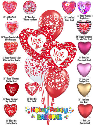 Picture of Double Hearts Valentine's Balloon Bouquet of 5