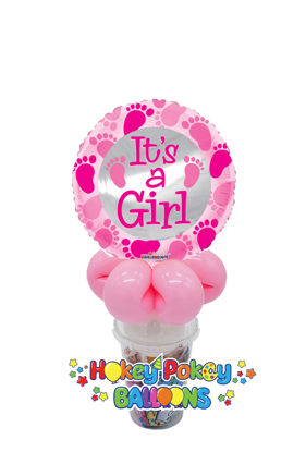 Picture of It's a Girl - Baby Pink Foot Prints - Balloon Candy Cup