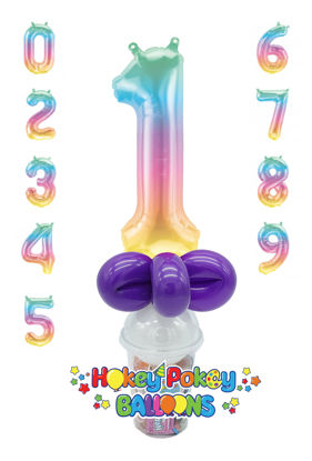 Picture of Custom Rainbow Number - Balloon Candy Cup