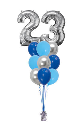 Picture of 11 Inch Helium Balloon Bouquet of 9  with 2 foil Numbers