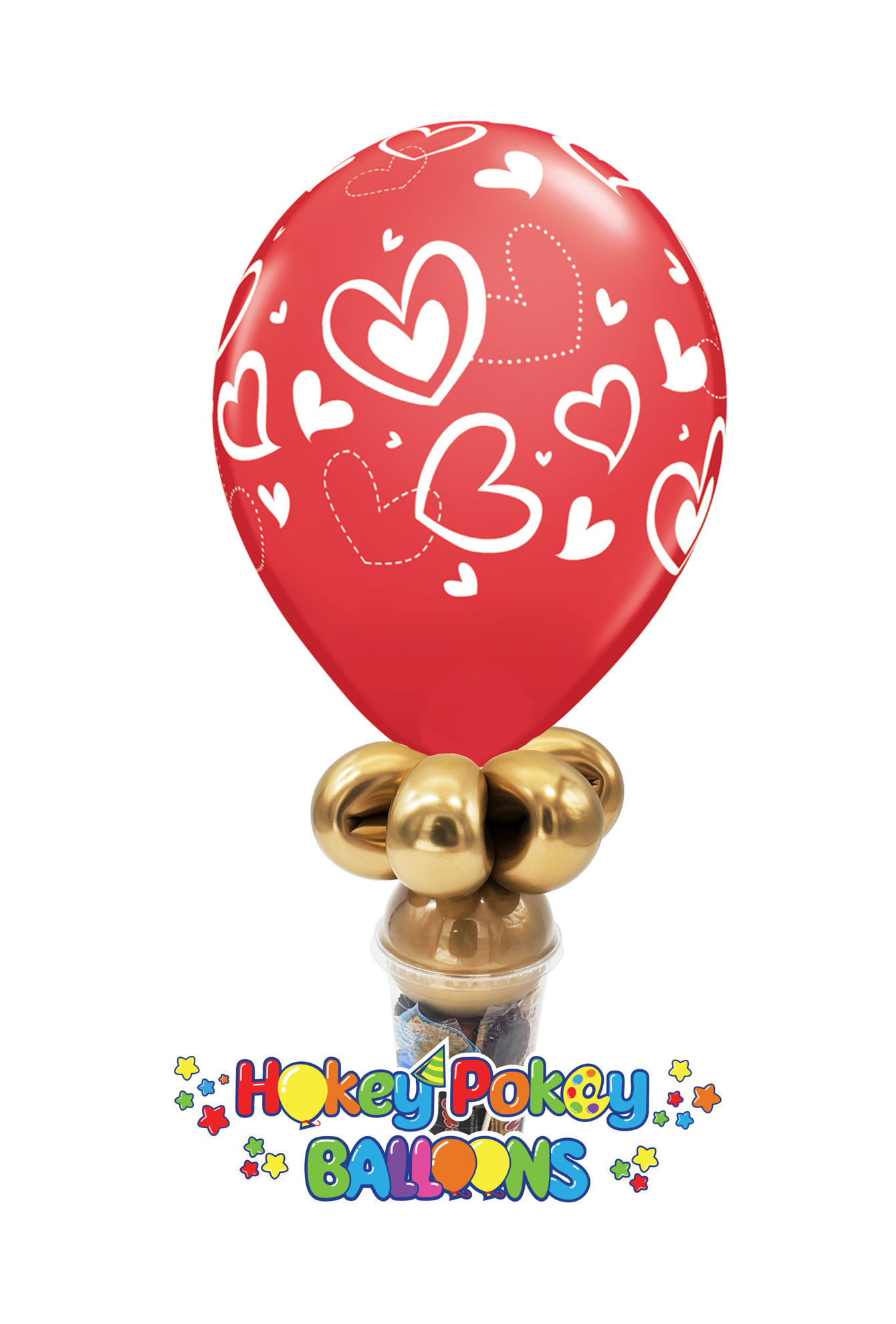 Picture of 11'' Mix and Match Red Hearts -  Balloon Candy Cup