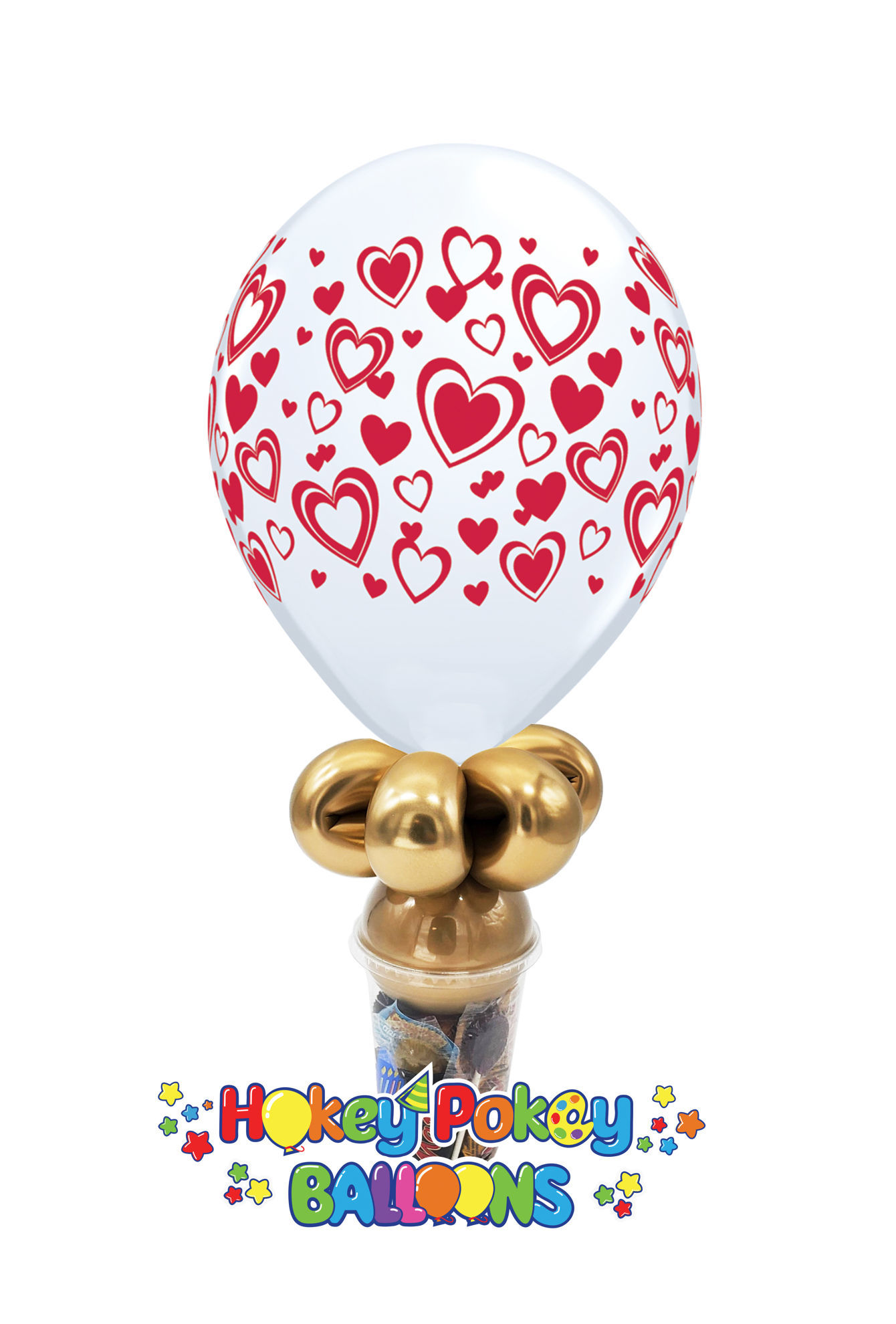 Picture of 11'' Double Hearts -  Balloon Candy Cup