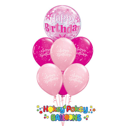 Picture of Shining Star Birthday Sparkle Bubble Deluxe - Balloon Bouquet of 7