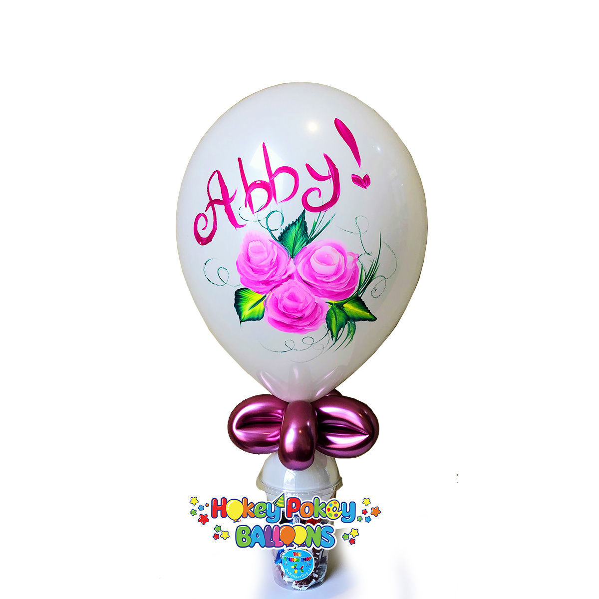 Picture of 11" Hand painted Roses - Personalized Balloon Candy Cup