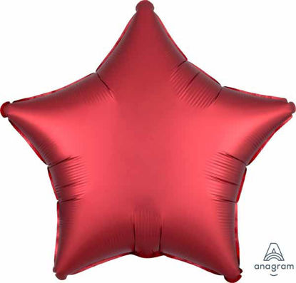 Picture of 19" Satin Luxe Sangria Red Star Foil Balloon (helium-filled)