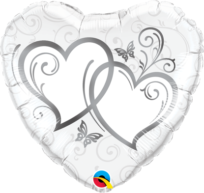 Picture of 18" Entwined Hearts Silver Foil Balloon  (helium-filled)