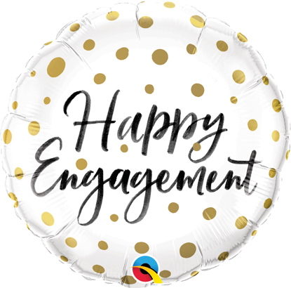 Picture of 18" Happy Engagement Gold Dots Foil Balloon (helium-filled)
