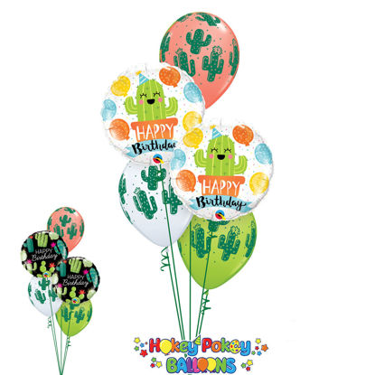 Picture of Birthday Cactus Balloon Bouquet of 5