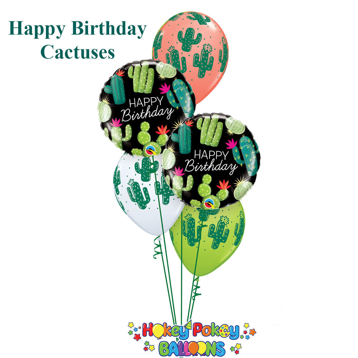 Picture of Birthday Cactus Balloon Bouquet of 5