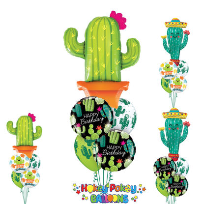 Picture of Birthday Fiesta Balloon Bouquet with Jumbo Cactus