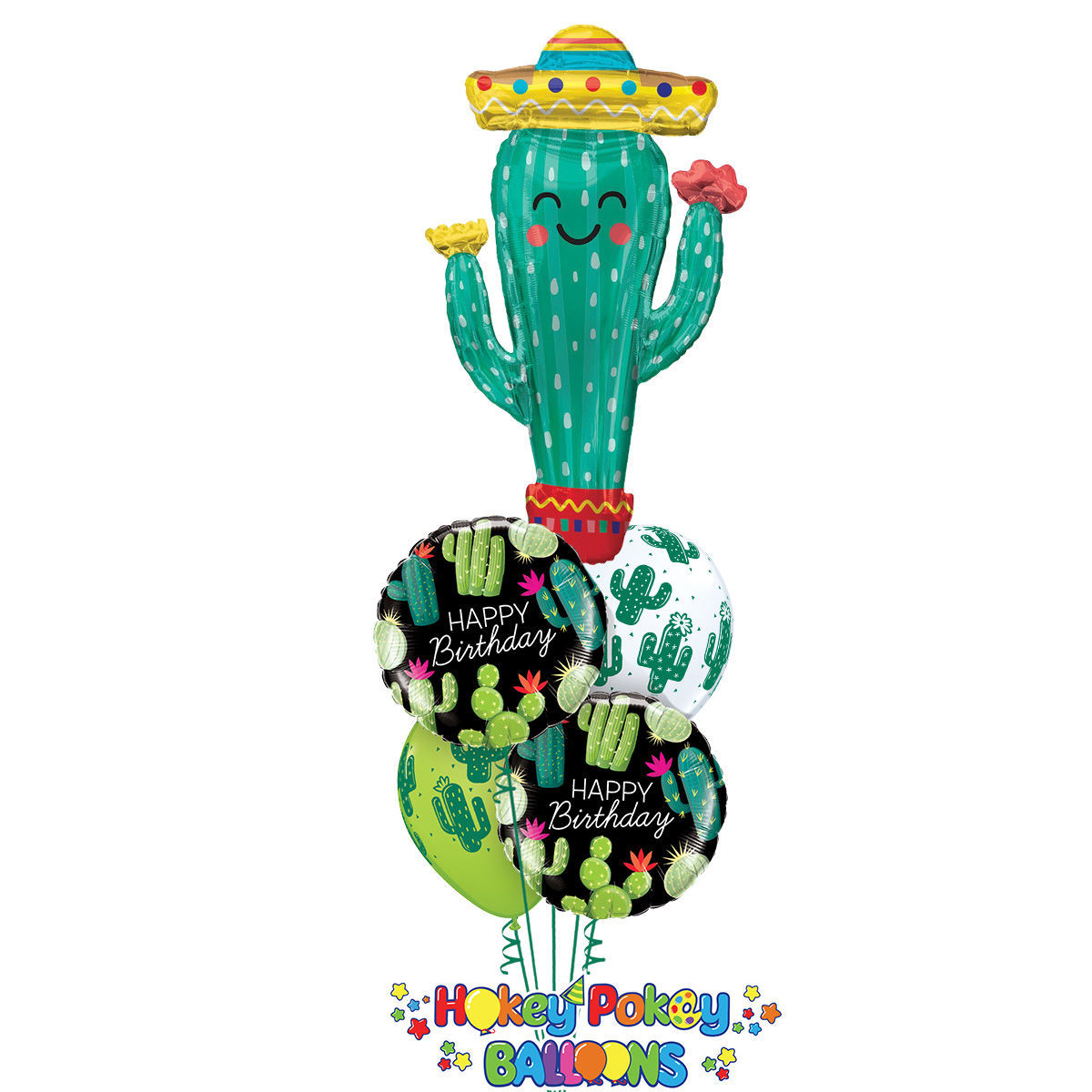 Picture of Birthday Fiesta Balloon Bouquet with Jumbo Cactus