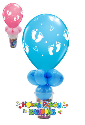 Picture of 11'' Baby Footprints and Hearts -  Balloon Candy Cup