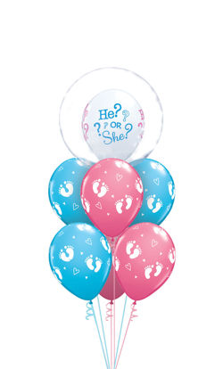 Picture of What Will You Be? He or She? Balloon Bouquet with Deco Bubble