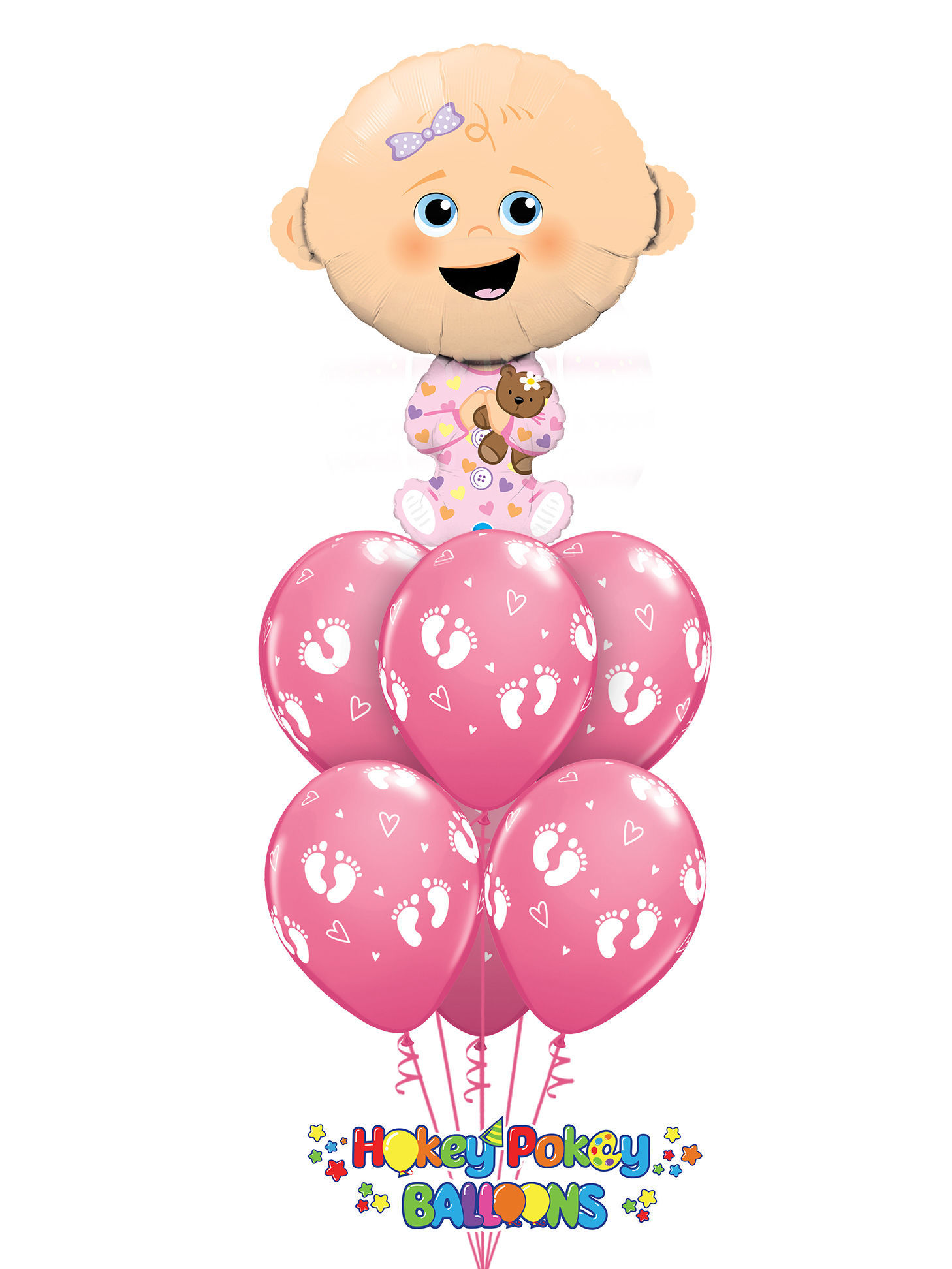 Picture of Baby Girl with Baby Foot Print - Balloon Bouquet