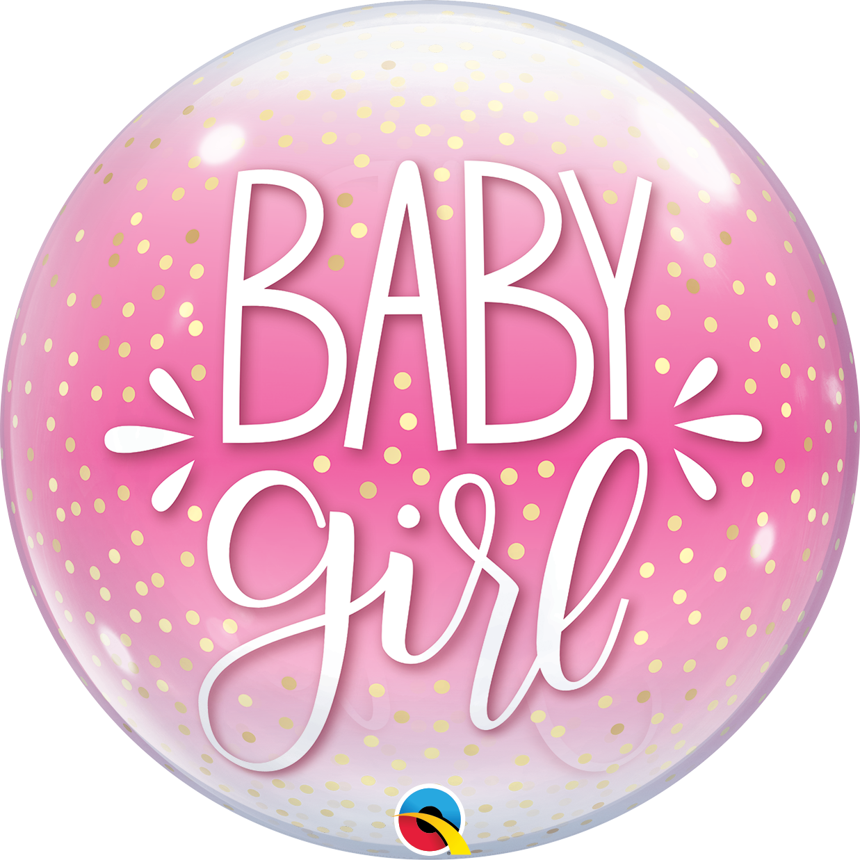 Picture of 22″ Baby Girl Pink & Confetti Dots Deco Bubble  (helium-filled)