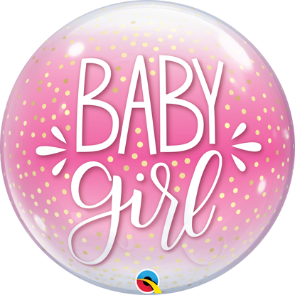 Picture of 22″ Baby Girl Pink & Confetti Dots Deco Bubble  (helium-filled)