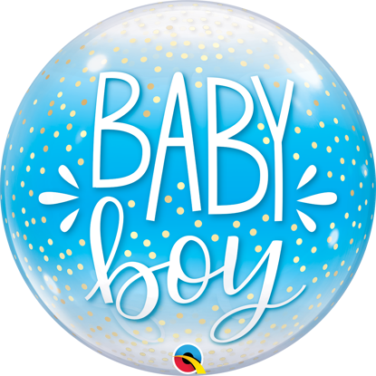 Picture of 22″ Baby Boy Blue & Confetti Dots Deco Bubble  (helium-filled)