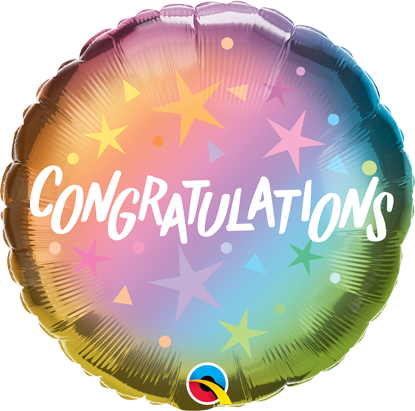 Picture of 18" Congratulations Ombre & Stars Foil Balloon  (helium-filled)