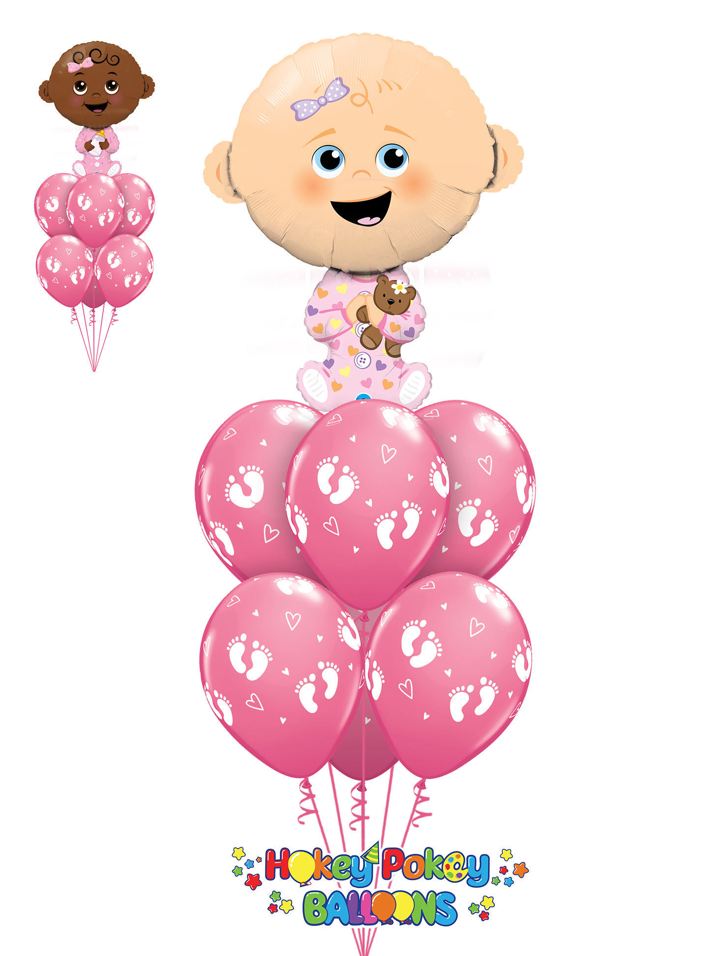 Picture of Baby Girl with Baby Foot Print - Balloon Bouquet