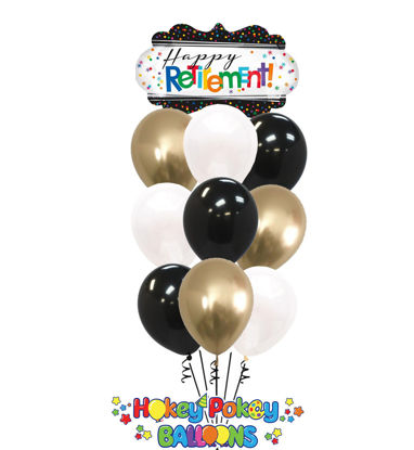 Picture of Happy Retirement with Gold - Balloon Bouquet (10 pc)