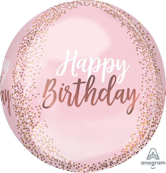 Picture of Blush Birthday Orbz Foil Balloon (helium-filled)