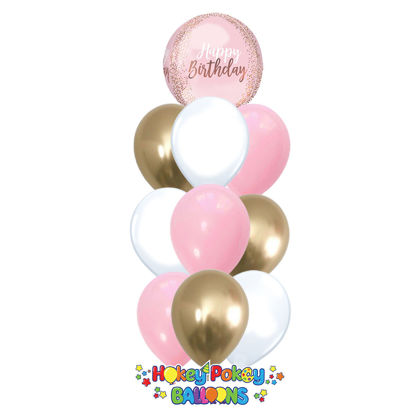 Picture of Luxury Pink - Birthday Balloon Bouquet of 10