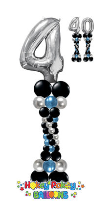 Picture of Elegant Balloon Column (up to 4 colors) with Foil Number