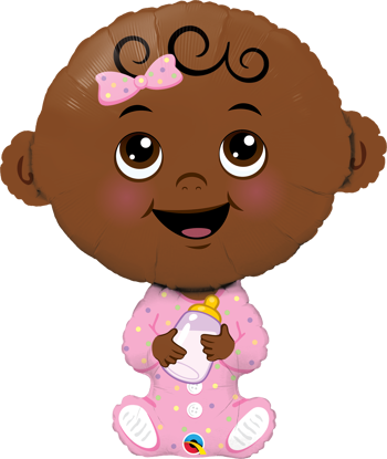 Picture of 38" Baby Girl ( Dark Skin Tone ) Foil Balloon  (helium-filled)