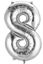 Picture of 16" Silver Foil Balloon -  Number 8 (air-filled)